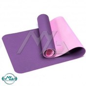 تصویر مت یوگا و پیلاتس (TPE) دو لایه ۸ میل : آبی سرمه ای + کاور و بندحمل رایگان TPE yoga mat 8 mm