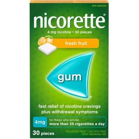 تصویر آدامس نیکوتین دار نیکورت ۴ میلی‌گرم با طعم میوه‌ای 