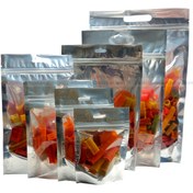 تصویر پاکت شفاف متالایز داخل نقره ای ( زیپ دار کاست دار ) 