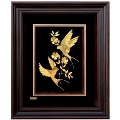 تصویر تابلو روکش طلا ۲۴ عیار عاشقانه پرستوها مدل TF166 