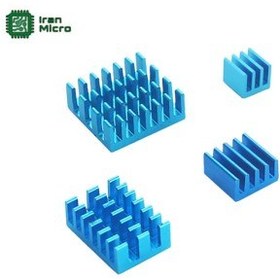 تصویر ست 4 عددی هیتسینک های رزبری پای 4x Aluminum HeatSink for Raspberry Pi - رنگ آبی 