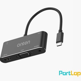 تصویر تبدیل USB TYPE-C به HDMI/VGA/USB3 و صدا مدل 9573S برای مک بوک با کیفیت 4k 