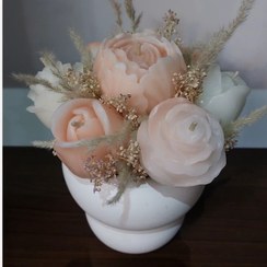 تصویر گلدون دو طبقه سنگی با شمع های جاودان (پس کرایه) 