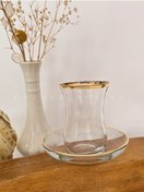 تصویر استکان و نعلبکی لب طلایی بسته ۶ عددی ساخت ترکیه 