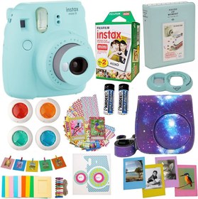 تصویر کیت لوازم جانبی Fujifilm Instax Mini 9 Camera Ice Blue (ایالات متحده آمریکا) برای دوربین Fujifilm Instax Mini 9 شامل دوربین فوری دوربین فیلم فوجی Instax (20 PK) قاب آلبوم لنزهای سلفی و سایر موارد 