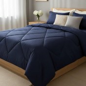 تصویر روتختی هتلی راه راه نخ پنبه سرمه ای 