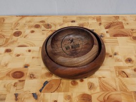 تصویر ست کاس چوبی دوتیکه چوب گردو قابل شستشو - گیاهی Washable double walnut wooden bowl set