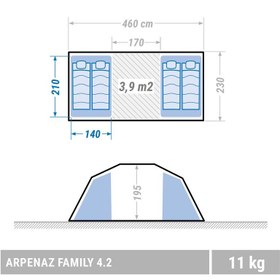 تصویر چادر مسافرتی 4 نفره‌ کچوا اورجینال مدل‌ آرپناز 4.2 Quechua Arpnaz 4 person travel tent 4.2