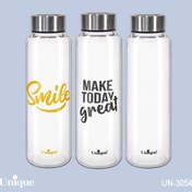 تصویر بطری شیشه‌ای درب استیل یونیک مدل UN-3054ظرفیت 830میلی‌لیتر Unique Glass Water Bottle With Stainless Steel Lid Model Un-3054_ 830 ml