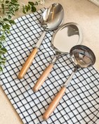 تصویر کفگیر ، ملاقه و قاشق خورش دسته چوبی 