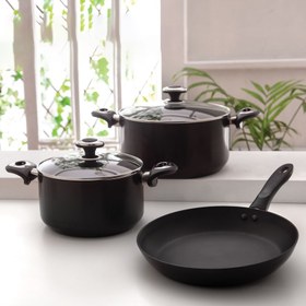 تصویر سرویس قابلمه هاردآنادایزد کارال مدل سارینا (5 پارچه) Karal Hard-Anodized Sarina Cookware Set 5 Pieces