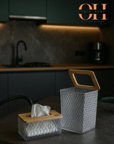 تصویر سطل و جادستمال کریستال درب بامبو 