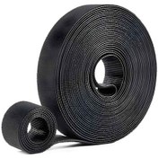 تصویر نوار چسب پارچه ای و بست پارچه ای مشکی نظم دهنده کابل برق 