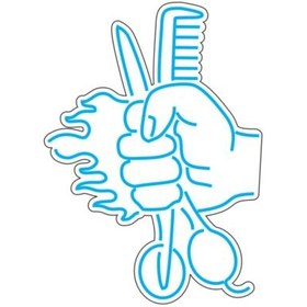 تصویر طرح نئون آرایشگر با قیچی 