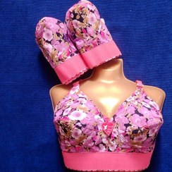 تصویر سوتین نخی کش اسپورت عروسکی طرح قلب 