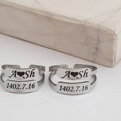 تصویر انگشتر ست دولاین استیل-امکان حک اسم و تاریخ دلخواه 