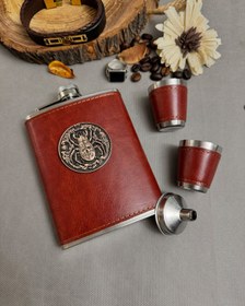 تصویر بطری جیبی چرم مدل پلاکدار 