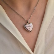 تصویر گردنبند لاکت زنانه استیل قلب (قاب عکس) - کد 8740 