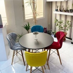 تصویر میز و صندلی ناهار خوری زین اسبی پایه ایفلی - سفید / سفید / سفید 