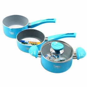 تصویر سرویس قابلمه گرانیتی کودک 5 تکه آبی تیارا tiara 5-piece blue granite children's pot service