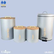 تصویر ست سرویس آشپزخانه یونیک مدل UN-8042 ۴ پارچه درب بامبو طوسی روشن 