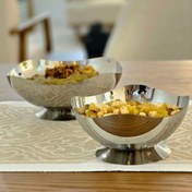 تصویر ظرف سرو دفرمه استیل پایه دار 