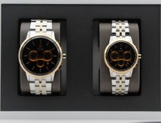 تصویر ست ساعت مچی عقربه‌ای کوارتز زنانه و مردانه کرنو کوبل مدل CB6249G CB6249L صفحه قهوه ای 