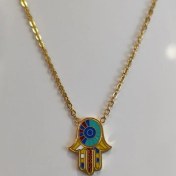 تصویر گردنبند نورسا مشکی با نماد چشم‌نظر 