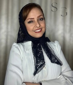 تصویر روسری گیپور سه گوش مشکی 