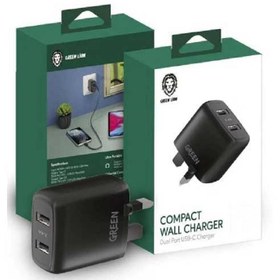 تصویر شارژر دیواری دو پورت ۱۲ وات گرین Green Dual USB Port Wall Charger 12W 