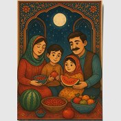 تصویر تصویر خانواده ایرانی در شب یلدا 