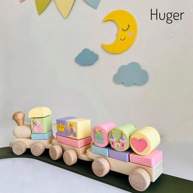 تصویر قطار چوبی پاستیلی 