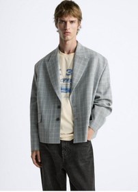 تصویر کت مردانه زارا OVERSIZE FIT CHECK BLAZER 