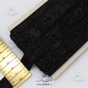 تصویر روبان مخمل زری دار مشکی 2 سانت (توپ 10 یاردی) 