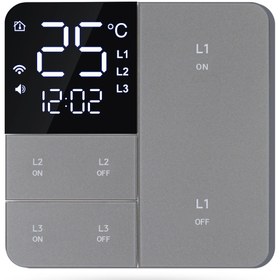 تصویر کلید هوشمند ۳ پل Tuya با نمایشگر ساعت و سنسور دما 