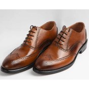 تصویر کفش رسمی مردانه پریمو مدل هشترک قهوه ای سایز ۴۰ تا ۴۴ 