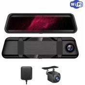 تصویر دوربین ثبت وقایع خودرو آینه ای Anytek مدل M12+ GPS WiFi با دوربین عقب Anytek M12+ WiFi GPS Car DVR Dash Cam Front Rear Camera