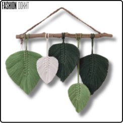 تصویر مکرومه بافی دیوارکوب، طرح برگ - کد M50 