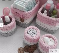 تصویر سبد سیسمونی و نظم دهنده اتاق کودک دخترانه صورتی مدل گندمی 