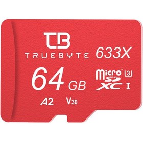 تصویر کارت حافظه microSD XC تروبایت مدل 633X-A2-V30 کلاس 10 استاندارد UHS-I U3 سرعت 95MBps ظرفیت 64 گیگابایت به همراه کارت‌خوان 