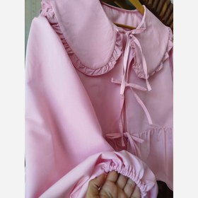 تصویر شومیز صورتی پینترستی یقه ب ب فری سایز 38تا44 