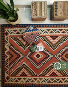 تصویر گلیم دستباف 3متری مدل قشقایی صادراتی کد 13811 qashqai kilim