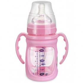 تصویر شیشه شیر پيركس روكش دار 180 ميل صورتی بیبی سیل babisil BS5066 BABY BOTTLE GLASS PINK