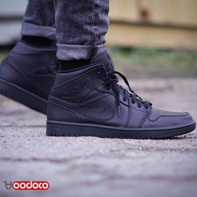 تصویر کتونی نایکی ایر جردن وان فول بلک کد 954 Nike Air Jordan 1 high full Black - 954