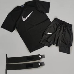 تصویر پکیج ورزشی | بدنسازی تیشرت + شلوارک + مچبند NIKE-R 