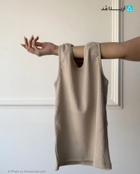 تصویر تاپ زنانه بیسیک جنس کبریتی کشی رنگ شکلاتی 