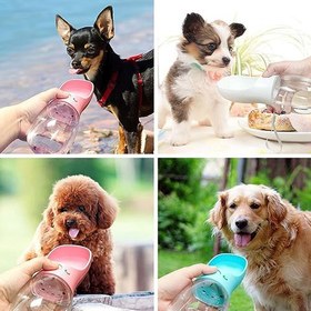 تصویر قمقمه(بطری آب) سفری همراه با ظرف غذا سگ و گربه 550میلی لیتر 550ML Leak Proof With Handle For Pets Dog Water Bottle Dispenser Outdoor