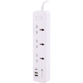 تصویر چند راهی 3 خانه برق ارت دار پرووان PPS615 با کابل 1.8 متری + شارژر USB و Type-C ProOne PPS615 Electricity Adapter 1.8m With 2 USB Port And 1 Type-C