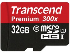 تصویر رم میکرو اس‌دی 32 گیگابایت Transcend Class 10 Premium 300X 