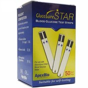 تصویر نوار تست قندخون گلوکوشر استار بسته 50 عددی GLucoSure STAR